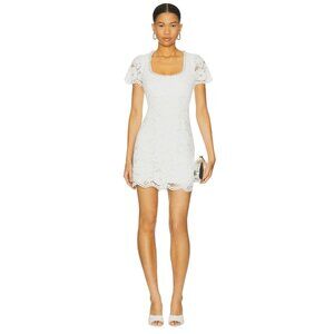 LIKELY Isa Dress in White 6 New Womens Lace Crystal Pearl Trim Mini